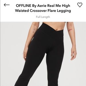 OFFINE by Aerie Cross Over Flare Leggings- Black, Size Small